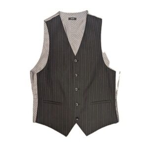 J Ferrar M Tuxedo Vest Striped Watch Pockets Button Up Black Waistcoat Prom